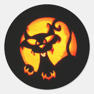 halloween kat ronde sticker