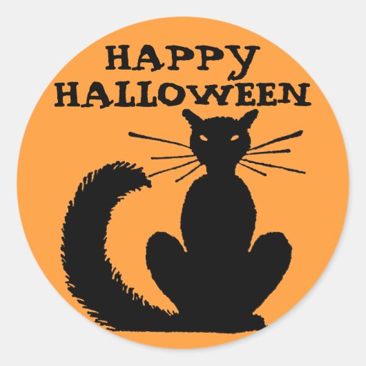 Halloween Kat Ronde Sticker (Voorkant)