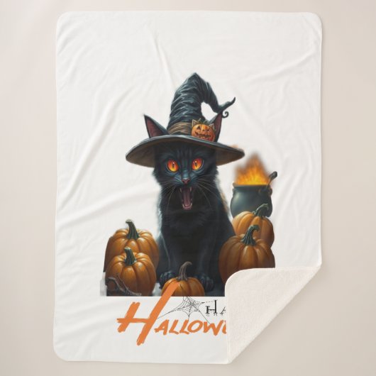 Halloween Kat  Sherpa Deken (Voorkant)