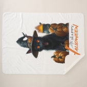 Halloween Kat  Sherpa Deken (Voorkant (horizontaal))