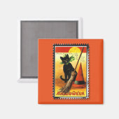 Halloween Kat Sitting Witches Pet Magneet (Voorkant / Achterkant)