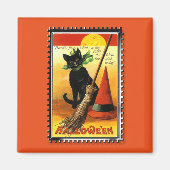 Halloween Kat Sitting Witches Pet Magneet (Voorkant)