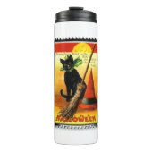 Halloween Kat Sitting Witches Pet Thermosbeker (Voorkant)