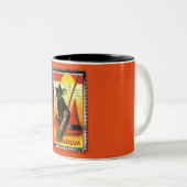 Halloween Kat Sitting Witches Pet Tweekleurige Koffiemok (Voorkant rechts)