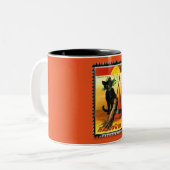 Halloween Kat Sitting Witches Pet Tweekleurige Koffiemok (Voorkant links)