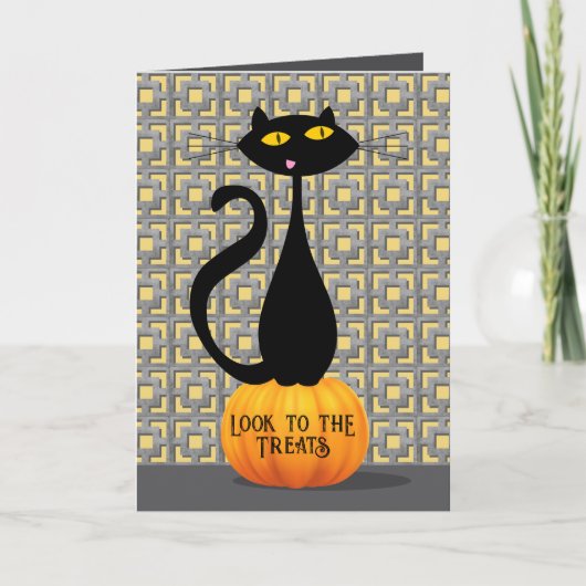Halloween Kat - Snoepjes Feestdagen Kaart (Voorkant)