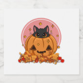 Halloween kat sparkling wijnetiket (Enkel label)