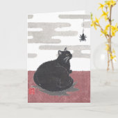 Halloween, kat, spin kaart (Gele Bloem)