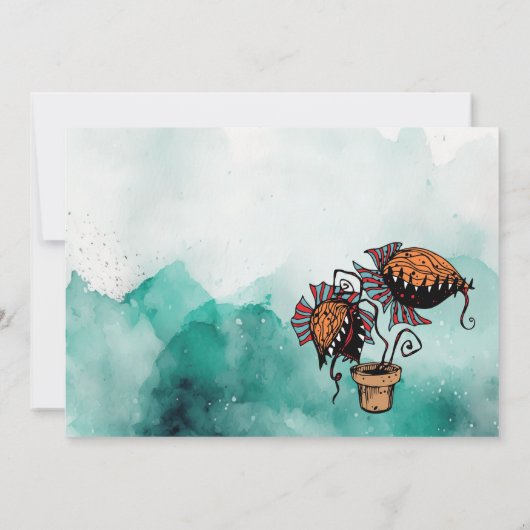 Halloween Kat & Spook Doodle Uitnodiging (Achterkant)