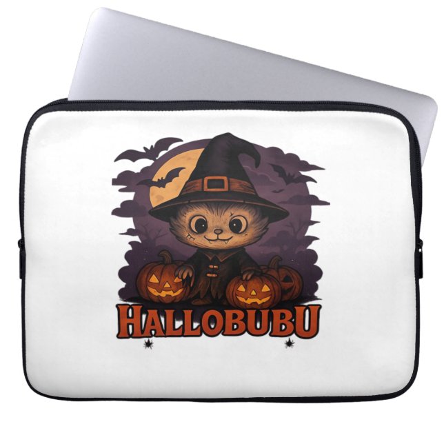 Halloween kat spookachtig en stijlvolle katachtige laptop sleeve (Voorkant)