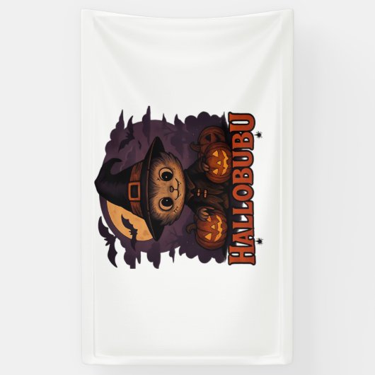 Halloween kat spookachtig en stijlvolle katachtige spandoek (Verticaal)