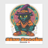 Halloween kat spookachtig en stijlvolle katachtige sticker (Vel)
