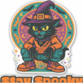 Halloween kat spookachtig en stijlvolle katachtige sticker (Voorkant)