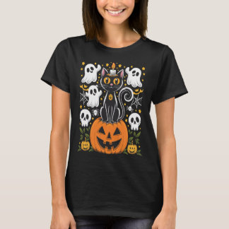 Halloween kat - Spooky zwarte kat T-shirt