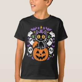 Halloween kat - Spooky zwarte kat T-shirt
