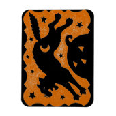 HALLOWEEN KAT SPRINGEN OVER POMPOEN, ZWART & SINAA MAGNEET (Verticaal)
