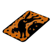 HALLOWEEN KAT SPRINGEN OVER POMPOEN, ZWART & SINAA MAGNEET (Linkerzijde)