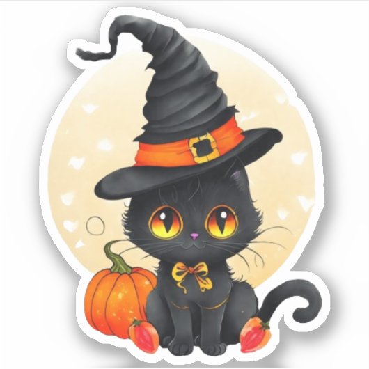 Halloween Kat sticker (Voorkant)
