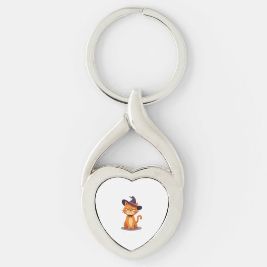 Halloween kat T-shirt Kitten Jack O Lantern Kitty Sleutelhanger (Voorkant)