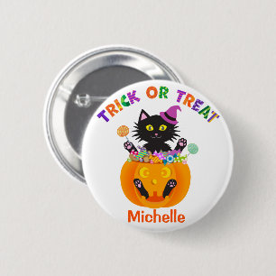 Halloween Kat Trick Or Treat Ronde Button 5,7 Cm