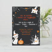 Halloween Kat Uitnodiging Achterkant Ontwerp | Sch (Staand voorkant)