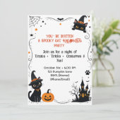 Halloween Kat Uitnodiging Achterkant Ontwerp | Sch (Staand voorkant)