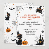 Halloween Kat Uitnodiging Achterkant Ontwerp | Sch (Voorkant / Achterkant)