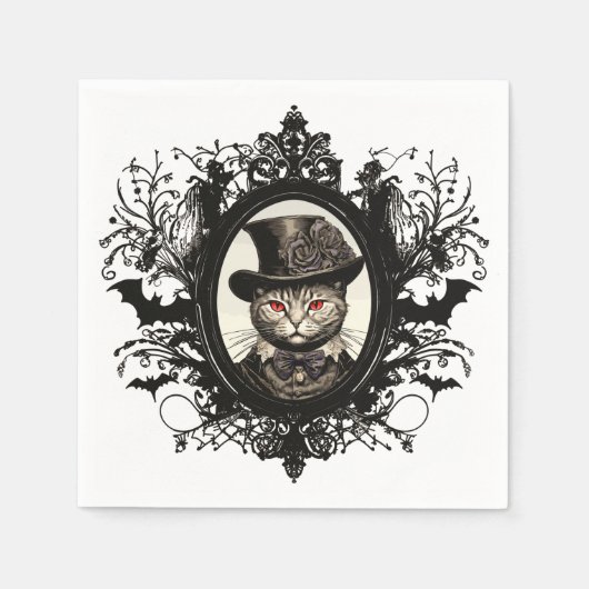 Halloween Kat, Vampier Kat, Lady Fangs Servet (Voorkant)