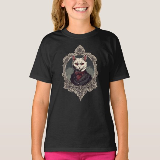 Halloween Kat, Vampier Kat T-shirt (Voorkant)