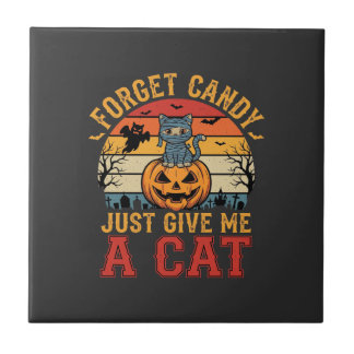 Halloween Kat Vergeet Snoep Geef Me Een Kat_1 Tegeltje