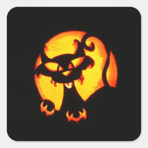 halloween kat vierkante sticker