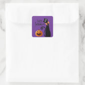 halloween kat vierkante sticker (Tas)