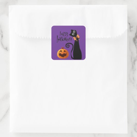 halloween kat vierkante sticker (Tas)