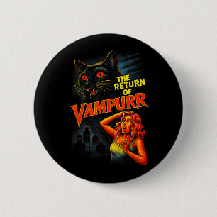 Halloween Kat Vintage Jaren 90 Stijl De Terugkeer Ronde Button 5,7 Cm