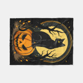 Halloween Kat Vrouwen Grappige Herfst Pompoen Katt Fleece Deken (Voorkant (Horizontaal))