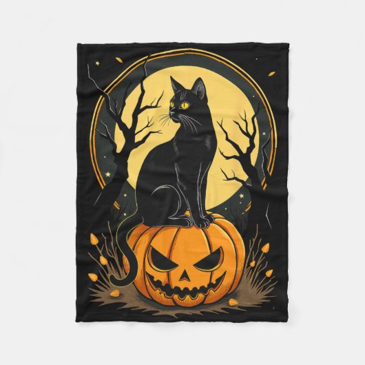 Halloween Kat Vrouwen Grappige Herfst Pompoen Katt Fleece Deken (Voorkant)