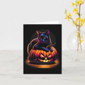 Halloween Kat Vrouwen Grappige Herfst Pompoen Katt Kaart (Gele Bloem)