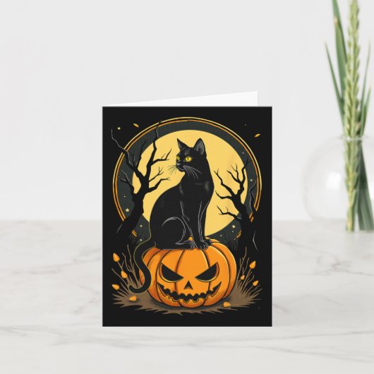 Halloween Kat Vrouwen Grappige Herfst Pompoen Katt Kaart (Voorkant)