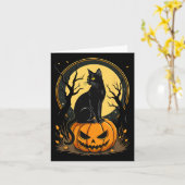 Halloween Kat Vrouwen Grappige Herfst Pompoen Katt Kaart (Gele Bloem)