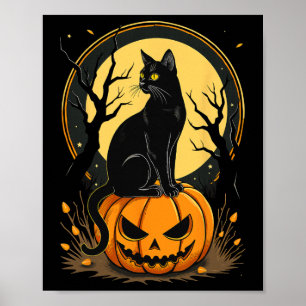 Halloween Kat Vrouwen Grappige Herfst Pompoen Katt Poster