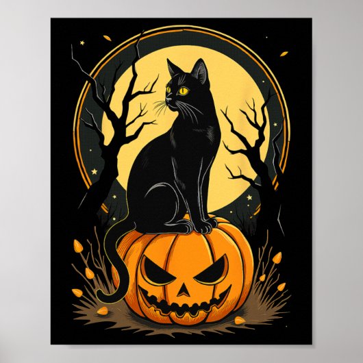 Halloween Kat Vrouwen Grappige Herfst Pompoen Katt Poster (Voorkant)