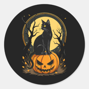 Halloween Kat Vrouwen Grappige Herfst Pompoen Katt Ronde Sticker