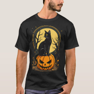 Halloween Kat Vrouwen Grappige Herfst Pompoen Katt T-shirt