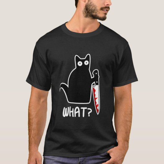 Halloween kat Wat grappige zwarte kat moorddadige  T-shirt (Voorkant)