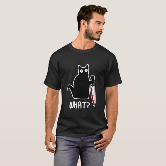 Halloween kat Wat grappige zwarte kat moorddadige  T-shirt (Voorkant volledig)