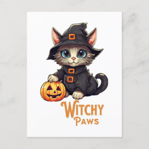 Halloween Kat Witchy Paws Briefkaart