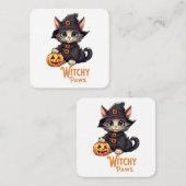 Halloween Kat Witchy Paws Vierkante Visitekaartje (Voorkant / Achterkant)