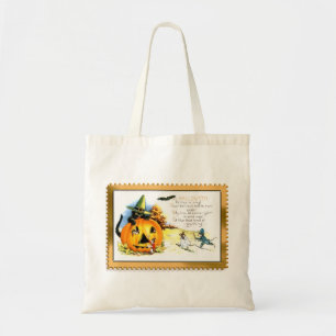 Halloween kat zit in Jack O Lantern Tote Bag