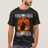 HALLOWEEN KAT ZWART POMPOEN T-SHIRT (Voorkant)