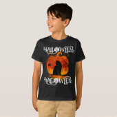 HALLOWEEN KAT ZWART POMPOEN T-SHIRT (Voorkant volledig)